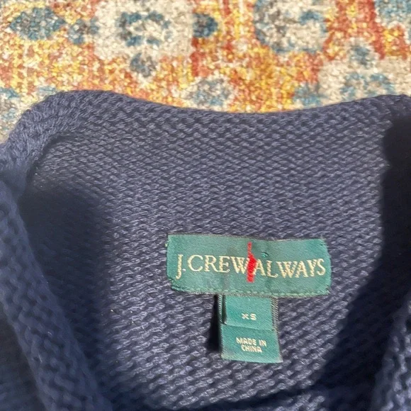 J. Crew 100% cotton blue and white striped rollneck sweater - Picture 3 of 6